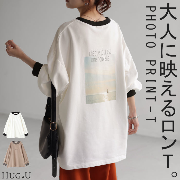 ロンT プリント レディース カットソー Tシャツ プリント 長袖 厚手